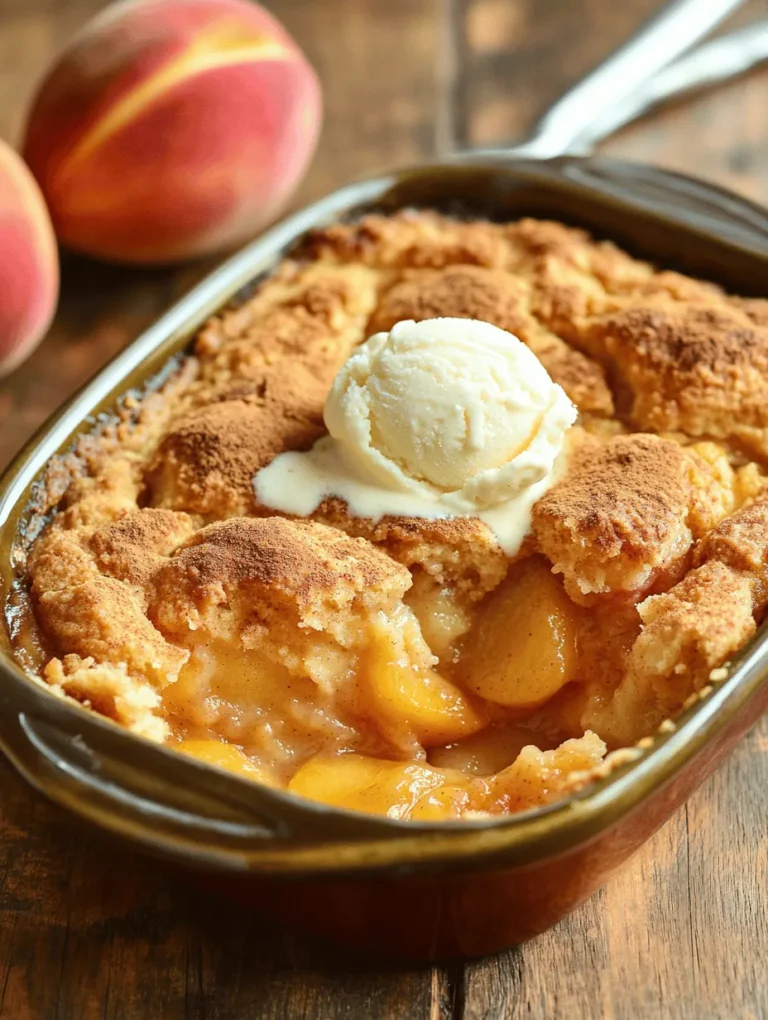 Peach cobbler stands as a quintessential Southern dessert, evoking memories of warm summer days and family gatherings. This delightful dish, characterized by its luscious peaches and flaky crust, is more than just a dessert; it’s a comforting slice of home, bringing to mind the joy of sharing sweet treats with loved ones. Whether served warm with a scoop of vanilla ice cream or enjoyed on its own, peach cobbler is a favorite across the South and beyond.