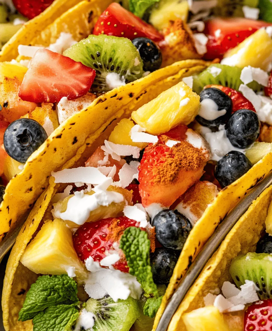 The foundation of any taco is the tortilla, and in this recipe, soft corn tortillas are the star. Not only do they have a delightful texture, but they also add a subtle corn flavor that pairs beautifully with fresh fruits. For those with gluten sensitivities, corn tortillas are naturally gluten-free, making them an excellent option. If you're looking for alternatives, consider using whole wheat tortillas or even lettuce wraps for a low-carb option.