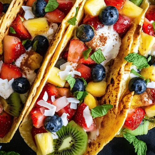 The foundation of any taco is the tortilla, and in this recipe, soft corn tortillas are the star. Not only do they have a delightful texture, but they also add a subtle corn flavor that pairs beautifully with fresh fruits. For those with gluten sensitivities, corn tortillas are naturally gluten-free, making them an excellent option. If you're looking for alternatives, consider using whole wheat tortillas or even lettuce wraps for a low-carb option.
