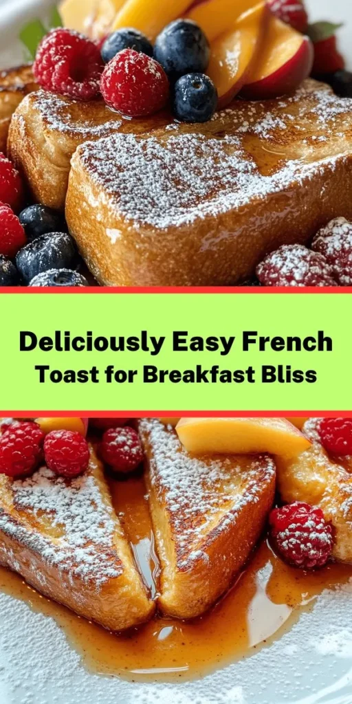 Indulge in this Satisfying French Toast Delight, perfect for breakfast or brunch! Using thick slices of brioche or challah, this recipe combines eggs, milk, vanilla, and cinnamon for a rich flavor. Cook until golden brown and crispy, then serve with a drizzle of maple syrup and your favorite fresh fruits. Whether you're making it for a cozy morning or a special occasion, this French toast is sure to impress with its delightful taste and beautiful presentation. Enjoy!