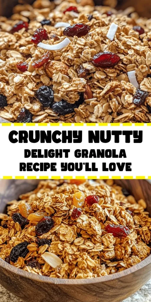 Start your day with a bowl of crunchy nutty delight granola! This homemade recipe combines rolled oats, a variety of nuts, pumpkin and sunflower seeds, and unsweetened coconut flakes for a nutritious breakfast or snack. Sweetened with honey or maple syrup and flavored with cinnamon, it's packed with healthy ingredients. Easy to make and perfect for meal prep, this granola is delightful on its own or with yogurt. Enjoy it fresh for up to two weeks!