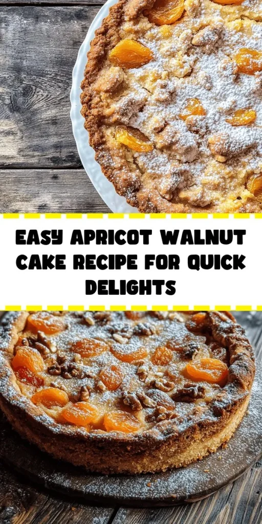Discover the delightful taste of this Quick & Easy Apricot and Walnut Fruitcake! Perfect for any occasion, this recipe combines sweet dried apricots and crunchy walnuts for a satisfying treat. With simple ingredients like flour, eggs, and cinnamon, you can whip up this delicious cake in no time. Bake it to perfection and enjoy warm or at room temperature. Dust with powdered sugar for an elegant touch. Your friends and family will love this moist and flavorful dessert!