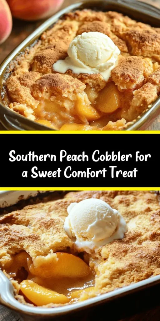 Indulge in the sweet, comforting flavors of Southern Comfort Peach Cobbler Delight! This easy recipe features juicy peaches tossed with warm spices, layered under a light, fluffy batter that rises beautifully during baking. Perfect for family gatherings or cozy nights at home, serve it warm with a scoop of vanilla ice cream for the ultimate treat. With just 30 minutes of prep, this dessert is a delightful way to celebrate summer's best fruit!