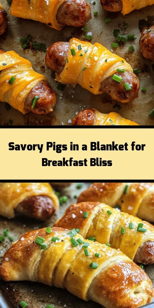 Start your day with a delicious twist on a classic breakfast with these Savory Breakfast Pigs in a Blanket! Made with golden crescent roll dough, juicy breakfast sausage, and gooey cheddar cheese, these tasty bites are perfect for brunch or a snack. With options for adding Dijon mustard and fresh chives, they’re bursting with flavor. Quick to prepare and bake, they make a delightful addition to any meal. Enjoy them warm with your favorite dipping sauce!