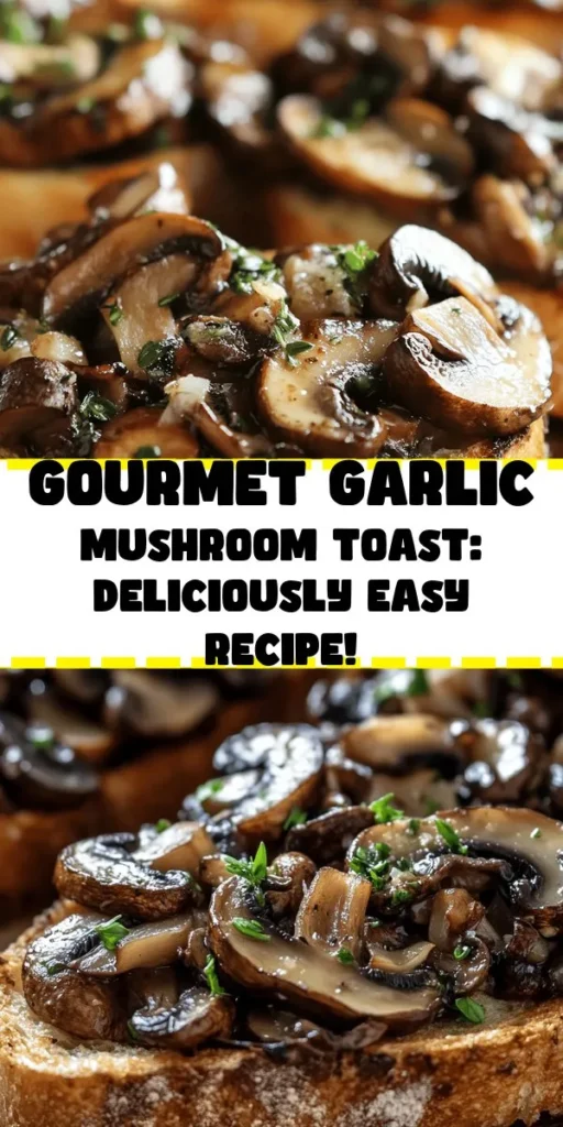 Indulge in this gourmet garlic mushroom toast that’s perfect for any meal! With a medley of cremini, shiitake, and oyster mushrooms sautéed in garlic, thyme, and balsamic vinegar, each bite is bursting with flavor. Served atop crispy sourdough bread and optional Parmesan, it makes a delicious appetizer or light lunch. Quick to prepare in just 20 minutes, this recipe is a must-try for mushroom lovers! Enjoy the blend of textures and tastes that will elevate your dining experience.