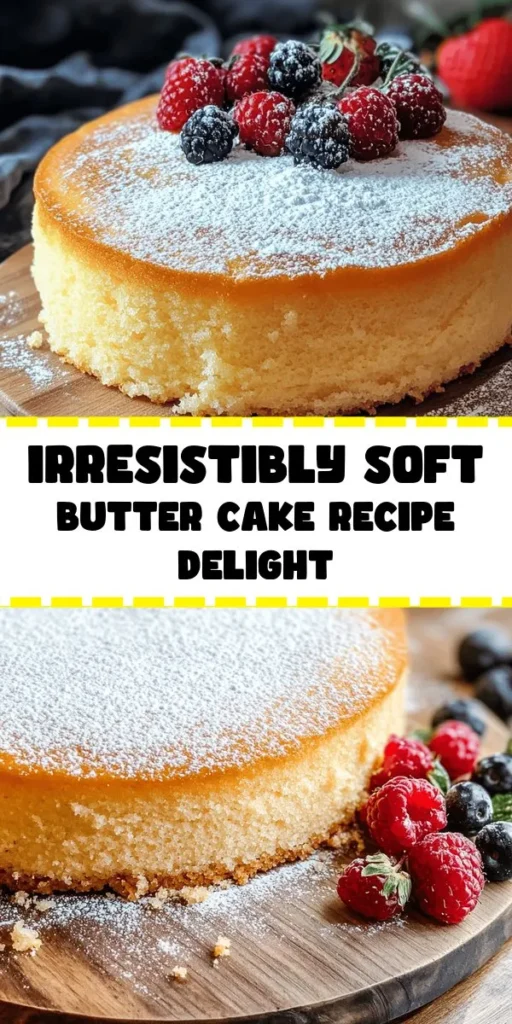 Indulge in the delight of this Heavenly Soft Butter Cake, a perfect blend of buttery goodness and sweetness! With just a handful of ingredients like butter, eggs, and a hint of vanilla, this cake is incredibly easy to make. Bake it until golden brown and serve it plain or dress it up with powdered sugar, whipped cream, and fresh berries. Ideal for any occasion, this cake is sure to impress your family and friends. Enjoy a slice of heaven today!