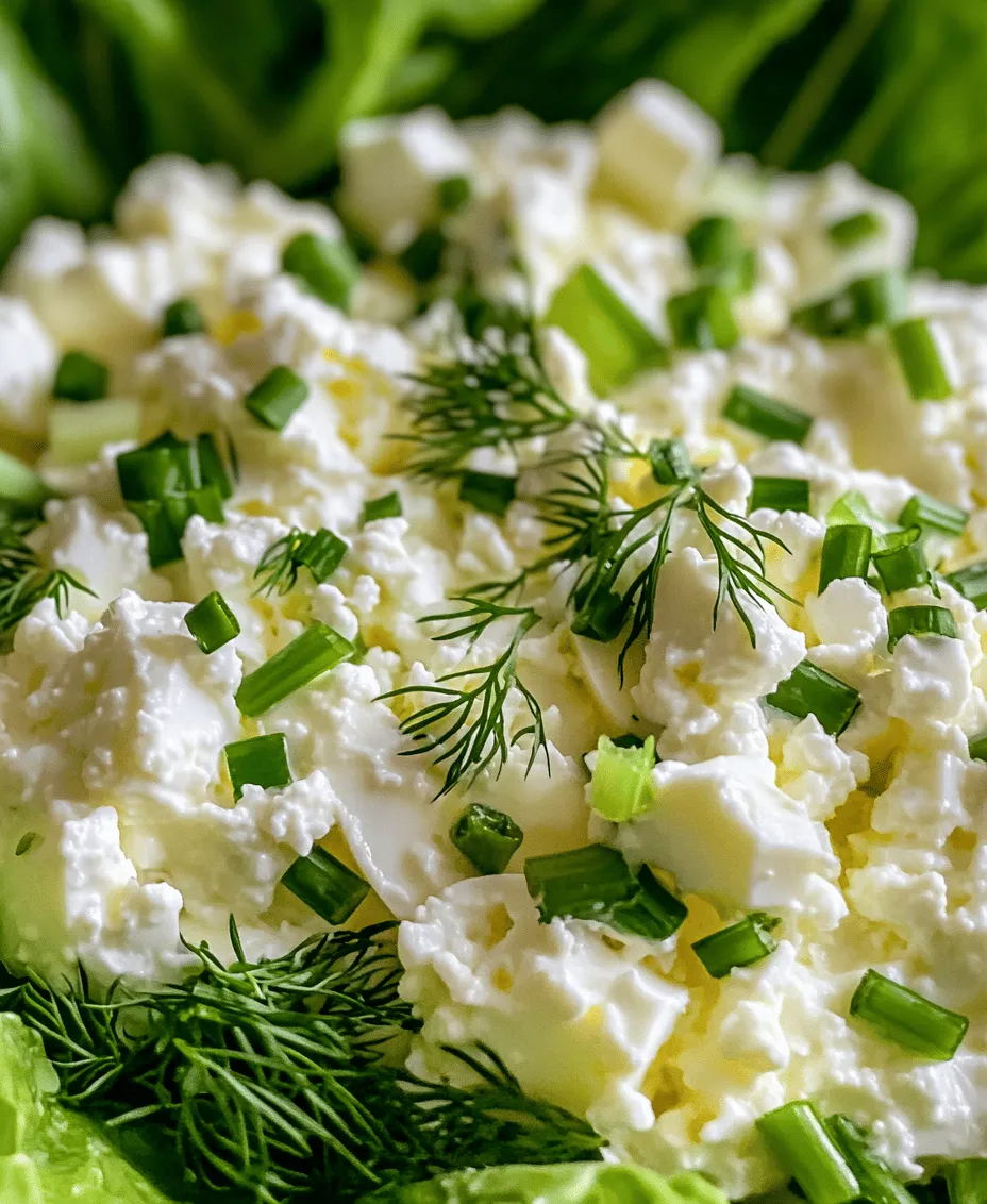 Cottage cheese is a star ingredient in this recipe, and for good reason. One of its most appealing qualities is its high protein content. A single cup of low-fat cottage cheese can contain around 25 grams of protein, making it an excellent choice for anyone looking to boost their protein intake. This makes Cottage Cheese Egg Salad Delight not only satisfying but also a great option for those on a fitness journey or anyone wanting to maintain muscle mass.