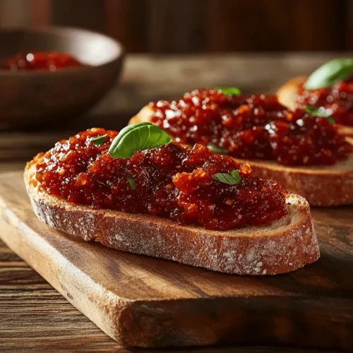Bruschetta, a classic Italian appetizer, has captivated food lovers around the world with its crunchy toasted bread topped with an array of delicious ingredients. Traditionally adorned with fresh tomatoes, garlic, olive oil, and basil, bruschetta offers a perfect balance of textures and flavors. However, today we’re introducing a delightful twist on this beloved appetizer: Tomato Jam Bruschetta. This innovative recipe combines the savory essence of traditional bruschetta with the sweet, rich flavors of homemade tomato jam, creating a unique culinary experience that is both satisfying and memorable.