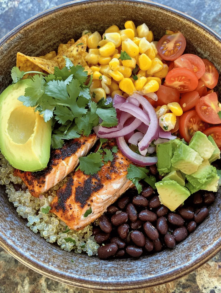 The Salmon Burrito Bowl Fiesta is a vibrant and nutritious dish that encapsulates the essence of a wholesome meal. It combines the rich flavors of fresh salmon with a medley of colorful vegetables and wholesome grains, creating a satisfying and health-conscious option for any time of day. This recipe appeals not only to those seeking a nutritious meal but also to anyone who enjoys exploring new culinary horizons. Whether you’re a busy professional looking for a quick lunch or a family member in need of a colorful dinner that pleases everyone at the table, the Salmon Burrito Bowl Fiesta fits the bill perfectly.