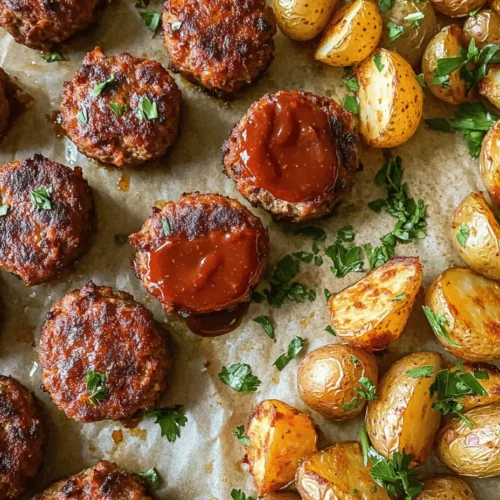 Are you on the lookout for a hearty, family-friendly meal that can be prepared with minimal effort? Look no further than the Savory Sheet Pan Mini Meatloaf & Crispy Roasted Potatoes. This delightful dish not only satisfies hunger but also brings comfort and nostalgia to the dinner table. The mini meatloaves, with their rich flavors and tender textures, paired with perfectly roasted potatoes, create a balanced meal that appeals to both children and adults alike.