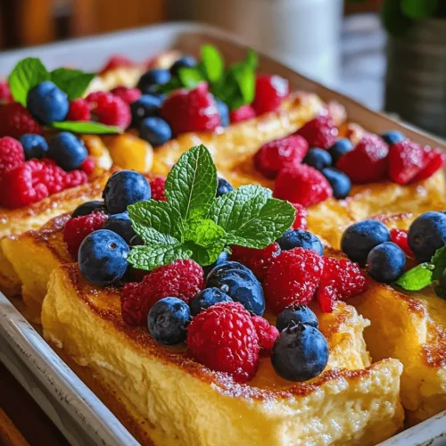 Overnight Crème Brûlée French Toast is a delightful breakfast dish that takes the indulgent flavors of a classic French dessert and transforms them into a luxurious morning treat. Imagine waking up to the aroma of sweet, caramelized sugar mingling with the comforting scent of fresh bread—this dish is not just a meal; it’s a culinary experience. By combining the creamy richness of custard with the airy texture of challah bread, this recipe promises to elevate your breakfast game, making it perfect for special occasions, family gatherings, or leisurely weekend brunches.