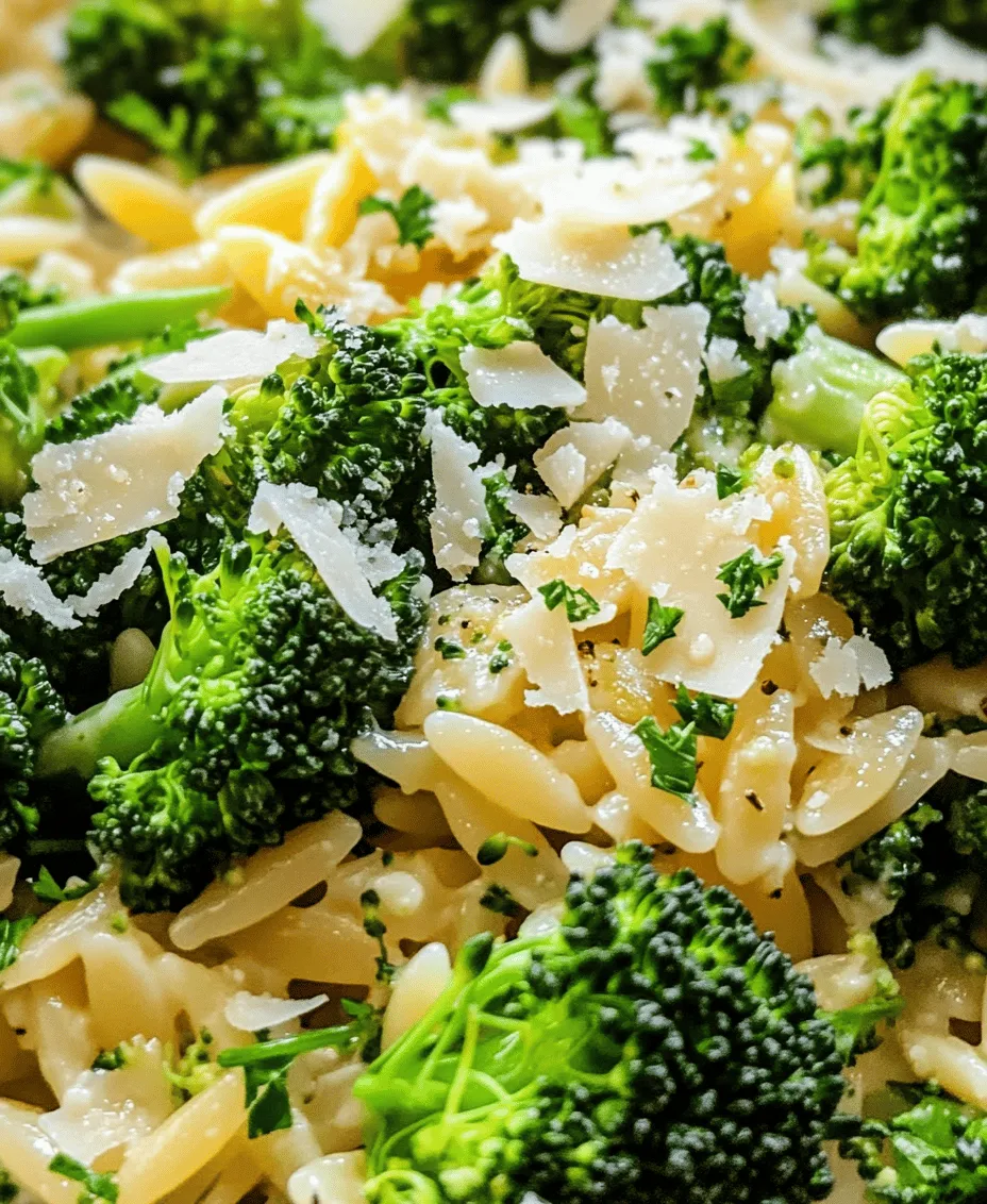 In the realm of comfort food, few dishes can rival the hearty satisfaction of a warm, creamy pasta dish. Enter <strong>Broccoli Cheese Orzo Delight</strong>—a delightful combination of tender broccoli, rich cheese, and the unique texture of orzo pasta. This dish not only serves as a comforting meal but also brings a nutritious twist to your dining table. Packed with vitamins and minerals, broccoli and cheese complement each other perfectly, creating a symphony of flavors that both kids and adults will adore.” /></p>
</p>
<h3>Parmesan Cheese and Fresh Parsley: Elevating the Dish</h3>
</p>
<p>Parmesan cheese and fresh parsley play crucial roles in enhancing the overall flavor and presentation of Broccoli Cheese Orzo Delight. The sharp, nutty flavor of Parmesan adds a rich depth that complements the creamy cheese sauce, while fresh parsley introduces a bright, herbaceous note that balances the dish’s richness. When sprinkled on top just before serving, the vibrant green parsley not only provides a pop of color but also a fresh aroma that invites you to dig in. Together, these garnishes transform a simple pasta dish into a gourmet experience, making each bite a delightful medley of textures and flavors.</p>
</p>
<h3>Preparation Steps</h3>
</p>
<p>Now, let’s dive into the detailed preparation steps for creating this delicious Broccoli Cheese Orzo Delight. Each step is designed to ensure that your dish turns out perfectly, showcasing the best of the ingredients.</p>
</p>
<h4>Cooking the Orzo</h4>
</p>
<p>To achieve the perfect al dente texture for your orzo, begin by bringing a large pot of salted water to a rolling boil. The salt not only seasons the orzo but also enhances its flavor. Once the water is boiling, add the orzo and cook according to the package instructions, usually around 8-10 minutes. Stir occasionally to prevent sticking. To check for doneness, taste a piece of orzo; it should be firm to the bite but not hard. When ready, drain the orzo in a colander and set it aside, reserving a cup of the pasta cooking water. This starchy water can be a game-changer for adjusting the sauce’s consistency later.</p>
</p>
<h4>Blanching the Broccoli</h4>
</p>
<p>Next, prepare the broccoli by blanching it. This step is essential for retaining the vibrant green color and crisp-tender texture of the florets. Start by bringing a pot of water to a boil and filling a large bowl with ice water. Once the water is boiling, add the broccoli florets and cook for about 2-3 minutes until they turn bright green. Immediately transfer the broccoli to the ice water bath to stop the cooking process. This method not only preserves the broccoli’s color but also ensures it remains crisp. After a few minutes, drain the broccoli and set it aside with the orzo.</p>
</p>
<h4>Sautéing Garlic</h4>
</p>
<p>The next step involves sautéing garlic to infuse the dish with flavor. In a large skillet, heat a tablespoon of olive oil over medium heat. Once the oil is hot, add minced garlic and sauté for about 30 seconds to 1 minute until fragrant. Be cautious not to let the garlic burn, as it can turn bitter and affect the overall taste of the dish. The goal is to achieve a light golden color, which will enhance the flavor profile of the sauce.</p>
</p>
<h4>Combining Ingredients</h4>
</p>
<p>With the garlic sautéed, it’s time to create the cheese sauce. Add the cooked orzo to the skillet, followed by the blanched broccoli. Next, pour in your chosen cheese sauce—this could be a combination of cream, milk, and shredded cheeses like cheddar and mozzarella, or a pre-made cheese sauce. Stir everything together gently, ensuring that the orzo and broccoli are well-coated. If the sauce seems too thick, gradually add some of the reserved pasta water until you reach the desired consistency. The sauce should be creamy and cling to the pasta without being overly runny.</p>
</p>
<h4>Final Mixing</h4>
</p>
<p>The final mixing step is vital for achieving an even distribution of flavors and textures. Once everything is combined, allow the mixture to cook on low heat for an additional 2-3 minutes. This allows the flavors to meld together beautifully and ensures that the orzo and broccoli are heated through. Before serving, taste and adjust the seasoning with salt and pepper as needed. For an added touch, fold in some freshly grated Parmesan cheese, which will melt slightly and enhance the creaminess of the dish.</p>
</p>
<h3>Nutritional Profile</h3>
</p>
<p>Broccoli Cheese Orzo Delight isn’t just delicious; it’s also packed with nutritional benefits. Here’s a breakdown of its key components:</p>
</p>
<p>– <strong>Calories</strong>: A typical serving contains approximately 400-500 calories, depending on the amount of cheese and cream used.</p>
<p>– <strong>Macronutrients</strong>: Each serving provides a balanced combination of carbohydrates from the orzo, protein from the cheese, and healthy fats from olive oil. This balance makes it a satisfying meal.</p>
<p>– <strong>Vitamins and Minerals</strong>: Broccoli is a powerhouse of vitamins, particularly Vitamin C, Vitamin K, and folate, which are essential for maintaining good health. The dish also offers calcium from the cheese, supporting bone health.</p>
</p>
<p>This recipe can easily fit into various dietary plans. For vegetarians, it’s a wholesome option that provides protein and essential nutrients. Additionally, those looking to maintain a balanced diet can enjoy this dish in moderation, perhaps pairing it with a side salad or grilled vegetables to boost fiber intake.</p>
</p>
<h3>Serving Suggestions</h3>
</p>
<p>When it comes to serving Broccoli Cheese Orzo Delight, presentation can make a significant difference. Here are some ideas to elevate your dish:</p>
</p>
<p>1. <strong>Garnishing</strong>: After plating, sprinkle freshly grated Parmesan cheese and chopped parsley over the top. This not only enhances flavor but also adds visual appeal.</p>
</p>
<p>2. <strong>Complementary Sides</strong>: Serve with a light side salad dressed in lemon vinaigrette to cut through the richness of the cheese sauce. Alternatively, garlic bread or crusty rolls can complement the meal, making it heartier.</p>
</p>
<p>3. <strong>Additional Flavoring</strong>: If you want to add more complexity to the flavor, consider incorporating a squeeze of fresh lemon juice or a dash of red pepper flakes before serving. This adds brightness and a hint of heat.</p>
</p>
<p>4. <strong>Beautiful Bowls</strong>: Use colorful bowls or plates to serve the dish. A white or light-colored dish can help the vibrant greens and yellows of the orzo and broccoli stand out.</p>
</p>
<h3>Storage and Reheating</h3>
</p>
<p>If you find yourself with leftovers, storing and reheating properly can help maintain the dish’s quality. Here’s how to do it:</p>
</p>
<p>– <strong>Storage</strong>: Allow the Broccoli Cheese Orzo Delight to cool to room temperature before transferring it to an airtight container. Store it in the refrigerator for up to 3 days. If you wish to keep it longer, consider freezing the dish for up to 2 months.</p>
</p>
<p>– <strong>Reheating</strong>: When you’re ready to enjoy the leftovers, reheat them in a skillet over low heat. Add a splash of milk or water to help revive the creamy texture. Stir occasionally until heated through. Alternatively, you can microwave individual portions, covering them to trap moisture and prevent drying out.</p>
</p>
<h3>Conclusion</h3>
</p>
<p>In summary, Broccoli Cheese Orzo Delight is a delightful combination of flavors and textures, making it a perfect dish for any occasion. With its creamy cheese sauce, vibrant broccoli, and perfectly cooked orzo, it offers a satisfying meal that is both nutritious and comforting. Whether you’re looking for a quick weeknight dinner or a dish to impress guests, this recipe fits the bill.</p>
</p>
<p>We encourage you to try your hand at making Broccoli Cheese Orzo Delight. With the detailed steps and tips provided, you’ll be able to create a dish that not only tastes great but also serves as a wholesome addition to your meal repertoire. Enjoy the comforting flavors and the satisfaction of a homemade meal that is sure to please family and friends alike.</p>
<div id=