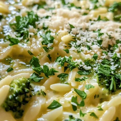 In the realm of comfort food, few dishes can rival the hearty satisfaction of a warm, creamy pasta dish. Enter Broccoli Cheese Orzo Delight—a delightful combination of tender broccoli, rich cheese, and the unique texture of orzo pasta. This dish not only serves as a comforting meal but also brings a nutritious twist to your dining table. Packed with vitamins and minerals, broccoli and cheese complement each other perfectly, creating a symphony of flavors that both kids and adults will adore.