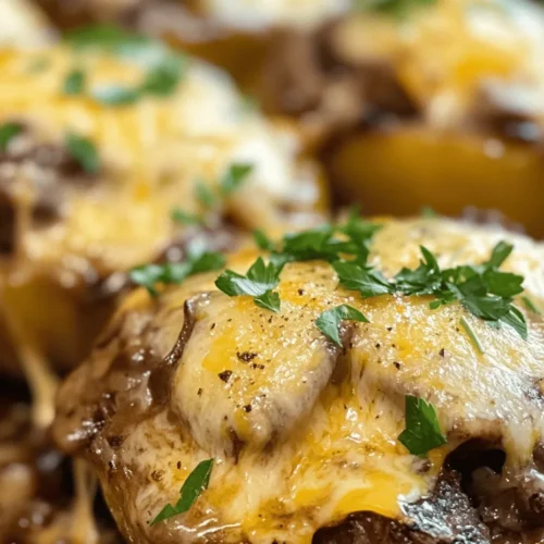 When making Philly Cheesesteak Loaded Stuffed Peppers, the first step is preparing your bell peppers. Choose large, firm peppers, as they will hold the filling well and provide a sturdy base. Begin by slicing the tops off the peppers and removing the seeds and membranes. This step is crucial for even cooking and ensuring that the filling has enough room to expand without overwhelming the pepper. The absence of seeds and membranes also reduces bitterness and allows the flavors of the filling to shine through. For convenience, you can use red, green, yellow, or orange peppers, depending on your color preference and taste.