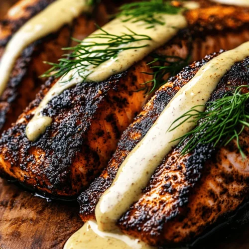 If you're looking to elevate your dinner game with a dish that's as vibrant as it is delicious, look no further than Sizzling Blackened Salmon with Creamy Dijon Delight. This culinary masterpiece combines the bold flavors of blackened salmon with a rich, creamy sauce that is sure to tantalize your taste buds. Not only does this dish boast a striking visual appeal—featuring a crispy, charred exterior and a luscious drizzle of creamy sauce—but it also offers a delightful symphony of flavors, balancing the smoky heat from the spices with the tangy richness of Dijon mustard.