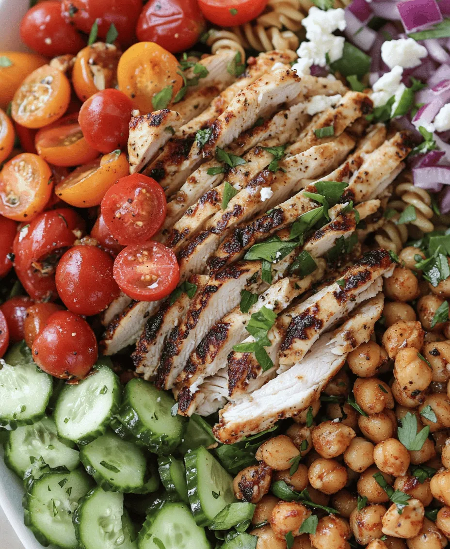 The beauty of chicken pasta salad lies in its versatility. Whether you’re meal prepping for the week, looking for a quick and easy lunch, or preparing a nutritious side dish for a family gathering, this recipe has you covered. With the savory goodness of grilled chicken and an array of colorful vegetables, this dish offers an inviting blend of flavors and textures. Each bite is a delightful combination of tender pasta, juicy chicken, crisp veggies, and the satisfying crunch of roasted chickpeas.