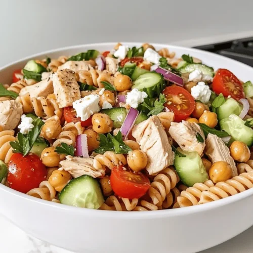 The beauty of chicken pasta salad lies in its versatility. Whether you’re meal prepping for the week, looking for a quick and easy lunch, or preparing a nutritious side dish for a family gathering, this recipe has you covered. With the savory goodness of grilled chicken and an array of colorful vegetables, this dish offers an inviting blend of flavors and textures. Each bite is a delightful combination of tender pasta, juicy chicken, crisp veggies, and the satisfying crunch of roasted chickpeas.