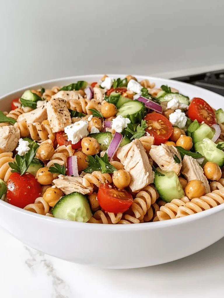 The beauty of chicken pasta salad lies in its versatility. Whether you’re meal prepping for the week, looking for a quick and easy lunch, or preparing a nutritious side dish for a family gathering, this recipe has you covered. With the savory goodness of grilled chicken and an array of colorful vegetables, this dish offers an inviting blend of flavors and textures. Each bite is a delightful combination of tender pasta, juicy chicken, crisp veggies, and the satisfying crunch of roasted chickpeas.