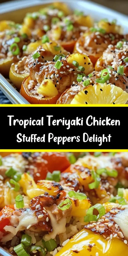 Looking for a delicious twist on your usual dinner? Try these Teriyaki Pineapple Chicken & Rice Stuffed Peppers! Packed with juicy chicken, sweet pineapple, and aromatic jasmine rice, all enveloped in tender bell peppers, this dish is bursting with flavor. It's easy to make and comes together in just under an hour. Perfect for a family meal, these colorful peppers are not only tasty but also make for a stunning presentation. Enjoy them for a satisfying and healthy dinner!