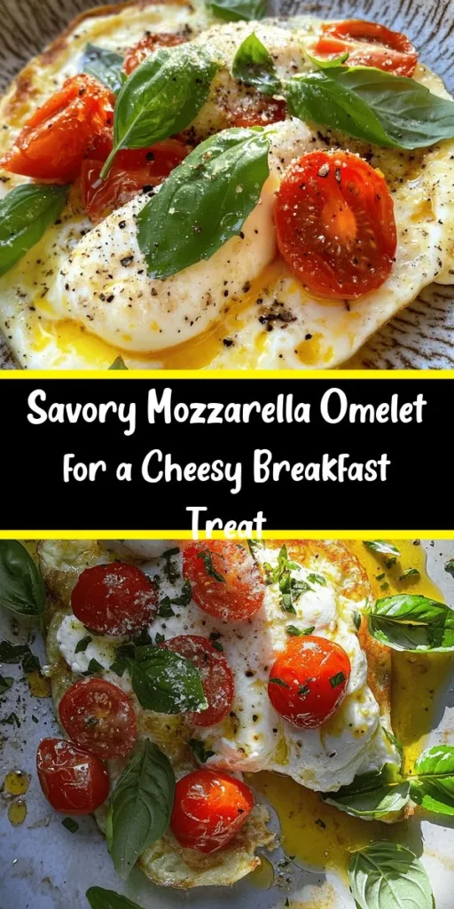 Indulge in the Cheesy Delight: Mozzarella Omelet! This easy recipe is perfect for breakfast or brunch. With just three eggs, fresh mozzarella, cherry tomatoes, and basil, you can whip up a savory and delicious meal in just 10 minutes. The melted cheese and vibrant flavors will satisfy your taste buds and brighten your day. Elevate your omelet game and enjoy a nutritious start with this delightful dish!
