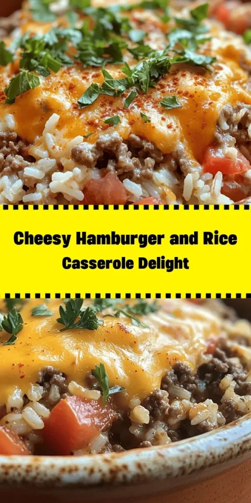 Cozy up with this Cheesy Hamburger & Rice Casserole that’s perfect for busy weeknights! This easy and delicious recipe combines ground beef, rice, and cheddar cheese into a comforting dish your whole family will love. Packed with flavor from onions, garlic, and tomatoes, it’s a one-pan wonder that comes together in just an hour. Top with fresh parsley for a pop of color and enjoy hearty servings of this satisfying meal!