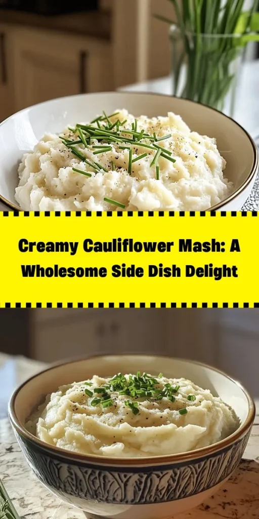 Discover the creamy delight of cauliflower mash with this simple recipe! Perfect as a side dish or a healthy alternative to mashed potatoes, it combines tender cauliflower, garlic, and your choice of milk for a smooth texture. Add a touch of nutmeg and optional Parmesan for extra flavor. This dish is quick to prepare, taking only 25 minutes, and can be customized for vegan diets. Garnish with fresh herbs, and enjoy a comforting, creamy mash that everyone will love!