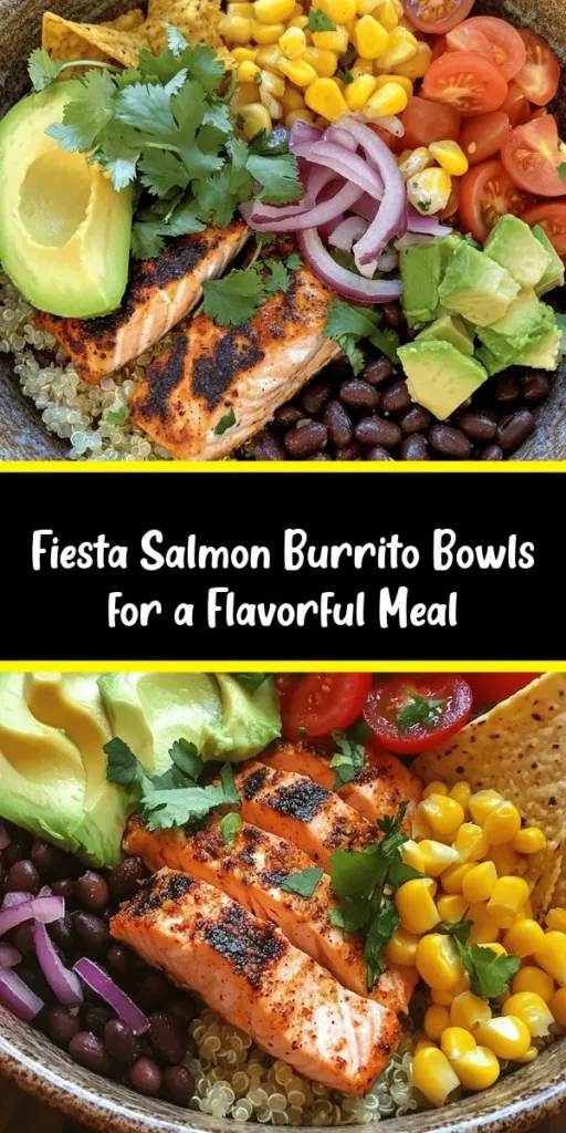 Elevate your weeknight dinner with this vibrant Salmon Burrito Bowl Fiesta! Packed with fresh ingredients like quinoa, black beans, and colorful veggies, this bowl is a delightful mix of flavors and textures. Tender, grilled salmon adds a delicious protein punch, while avocado and lime juice bring freshness. Perfect for meal prep or a family dinner, it's easy to customize with your favorite toppings. Serve it up with tortilla chips for an extra crunch!