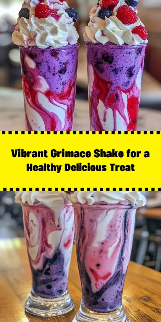 Indulge in the vibrant and nutritious Grimace Shake, perfect for all ages! This delightful treat blends frozen acai berries, ripe banana, Greek yogurt, and almond milk into a creamy, irresistible shake. Sweeten it with honey, add a splash of vanilla, or even a touch of purple food coloring for fun. Garnish with whipped cream and fresh berries for an extra touch of sweetness. Quick to prepare in just 10 minutes, this shake is a delicious way to enjoy a healthy treat with the family!