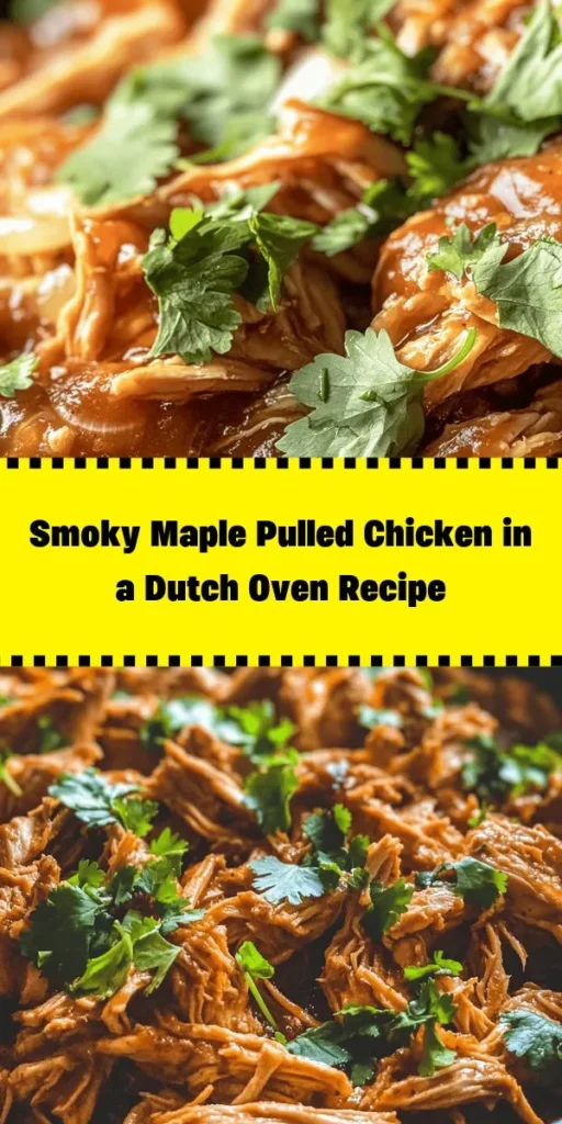 Transform your dinner with this Smoky Maple Dutch Oven Pulled Chicken recipe! This dish features tender chicken thighs cooked in a savory-sweet blend of pure maple syrup, apple cider vinegar, and smoked spices. Perfect for a cozy night in, it’s easy to make and packed with flavor. Serve it on whole wheat buns and top with fresh cilantro for a delicious meal that the whole family will love. Get ready for a new favorite!