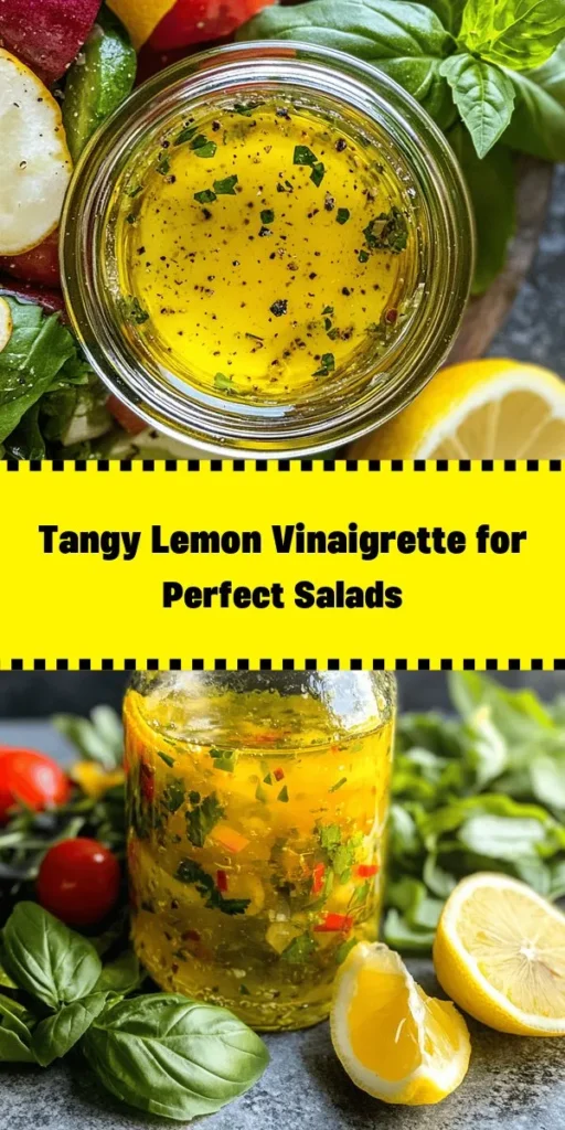 Elevate your salads with this zesty lemon vinaigrette dressing! Bright and refreshing, it blends tangy lemon juice, rich extra-virgin olive oil, and a hint of Dijon mustard for the perfect balance of flavors. Optional sweeteners like honey or maple syrup add a touch of sweetness, and fresh herbs bring extra aroma. Whip it up in just 10 minutes and enjoy over your favorite salads or grilled veggies for a delicious twist!