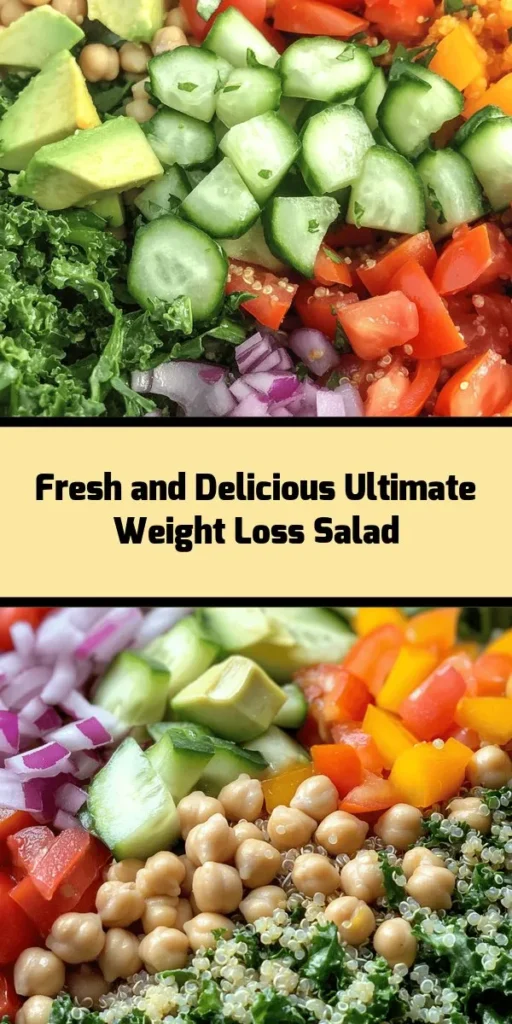 Discover the Ultimate Weight Loss Salad that's both nutritious and delicious! Packed with vibrant mixed greens, fresh veggies, creamy avocado, protein-rich quinoa, and chickpeas, it's a wholesome meal perfect for any diet. Drizzle with a zesty lime dressing for a burst of flavor, and top with your favorite seeds or feta cheese for added crunch. Ready in just 15 minutes, this salad is ideal for lunch or a light dinner. Enjoy healthy eating with ease!