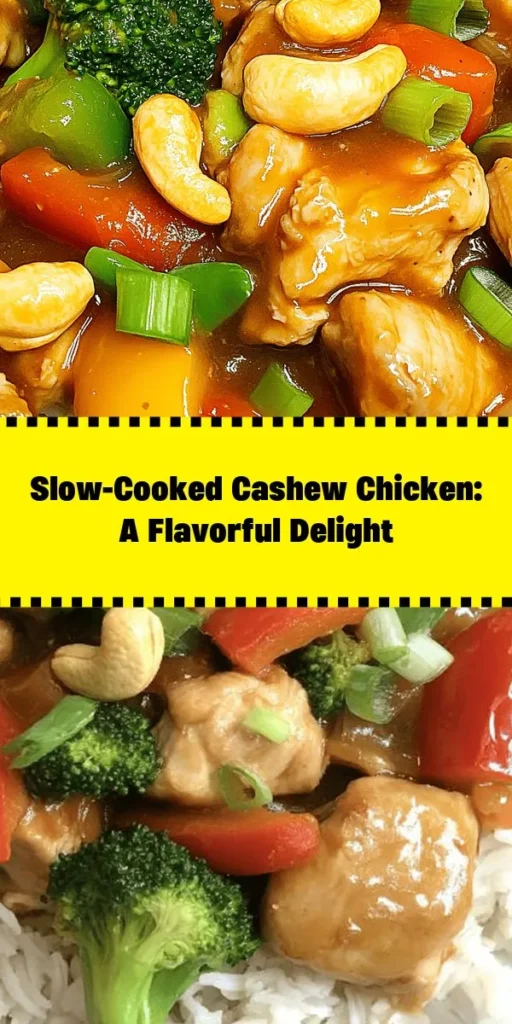 Indulge in a deliciously easy Slow-Cooked Cashew Chicken Delight that's perfect for busy weeknights! This recipe combines tender chicken thighs, vibrant bell peppers, and crunchy cashews all smothered in a savory sweet sauce. Just mix your ingredients, pop them in the slow cooker, and let it do the work. Serve it over fluffy rice for a satisfying meal that the whole family will love. Perfect for meal prep or a cozy dinner gathering!
