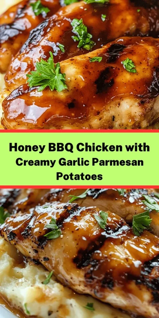 Looking for a delicious and filling meal? Try this High Protein Honey BBQ Chicken paired with Creamy Garlic Parmesan Potatoes! Marinated chicken breasts are grilled to perfection and topped with a sweet BBQ glaze, while tender potatoes are smothered in a rich garlic Parmesan sauce. This recipe is not only packed with protein but also full of flavor, making it perfect for dinner any night of the week. Enjoy a wholesome meal that everyone will love!