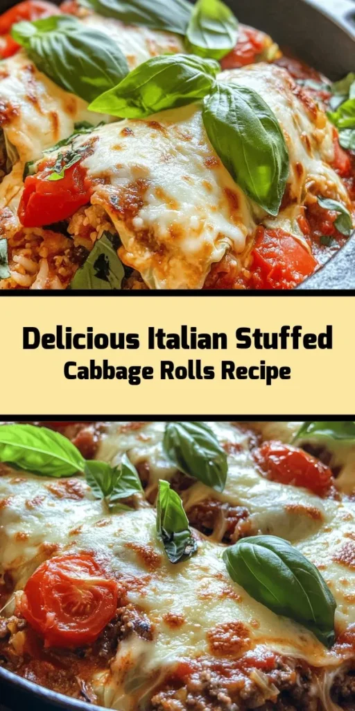Savor the flavors of Italy with these delicious stuffed cabbage rolls! Packed with a hearty mix of ground beef, rice, fresh herbs, and topped with gooey mozzarella, they make the perfect comfort food. With a bit of prep, you can enjoy this traditional dish that’s as comforting as it is satisfying. It's a delightful meal that's great for sharing or meal prepping. Try garnishing with fresh basil for that extra pop! Perfect for family dinners or cozy nights in.