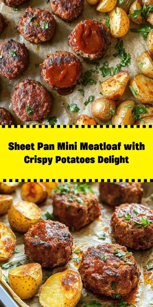 Try this delicious and easy Savory Sheet Pan Mini Meatloaf & Crispy Roasted Potatoes recipe for a perfect family dinner! Made with ground beef or turkey, breadcrumbs, and tasty seasonings, these mini meatloaves cook alongside golden roasted baby potatoes for a full meal in one pan. With just 45 minutes from prep to table, it's a quick and hearty option that everyone will love. Don't forget the ketchup topping for extra flavor!