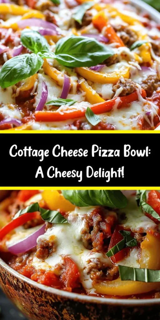 Looking for a delicious twist on pizza? Try this Cottage Cheese Pizza Bowl! Packed with flavor, this easy recipe features creamy cottage cheese, zesty marinara, and your favorite toppings like bell peppers, onions, and mozzarella. Bake it to bubbly perfection and enjoy a healthy, satisfying meal in just 40 minutes. Customize with Italian sausage or olives for added taste. Perfect for a quick weeknight dinner or a fun family meal!