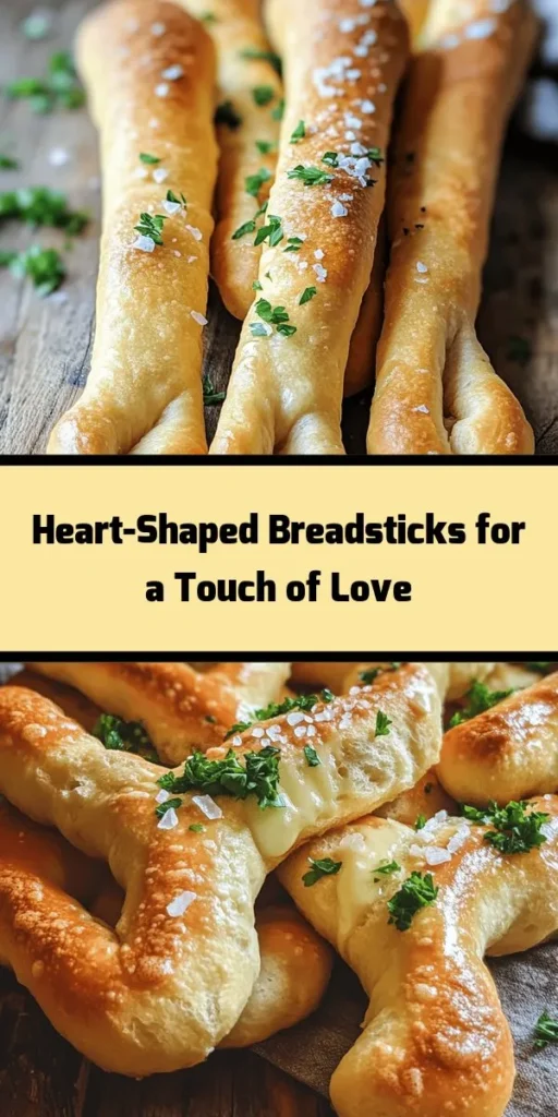 Fall in love with these delightful heart-shaped breadsticks, perfect for any occasion! Made with simple ingredients like active dry yeast, warm water, and a hint of garlic and Italian herbs, these warm, golden breadsticks are a treat for the senses. Ideal as a side dish or a special snack, they're easy to make and fun to shape. Brush with melted butter and sprinkle with coarse sea salt for that irresistible finish. Enjoy fresh with your favorite dip or soup!