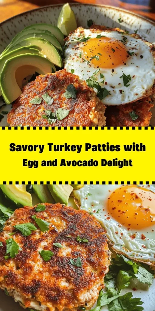 Start your day right with these delicious turkey breakfast patties paired with creamy avocado and perfectly cooked eggs. This easy recipe combines flavorful ground turkey with Parmesan and spices to create satisfying patties. Simply cook them in a skillet and serve with runny eggs and zesty avocado drizzled with lime juice. Perfect for a healthy breakfast or brunch, this dish is not only tasty but also packed with protein! Enjoy your nourishing start to the day!