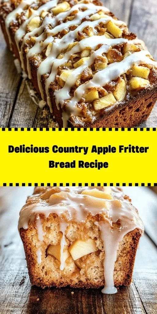 Bake up a slice of fall with this delicious Country Apple Fritter Bread! Made with fresh apples, warm spices, and a sweet glaze, this easy recipe blends the flavors of classic apple fritters into a moist loaf. Perfect for breakfast, brunch, or a cozy snack, it's bound to become a family favorite. With just a few simple steps, you can whip this up in under two hours. Enjoy the comfort of homemade goodness today!