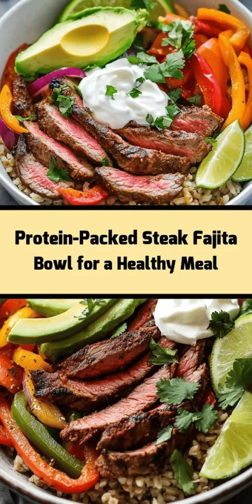 Create a delicious and healthy meal with this High Protein Steak Fajita Bowl! Featuring tender flank steak marinated in spices, sautéed bell peppers and onions, and served over a base of brown rice or quinoa, this bowl is packed with flavor and nutrients. Top it off with creamy avocado, fresh cilantro, and a squeeze of lime for a refreshing kick. Perfect for a quick dinner or meal prep, enjoy a nutritious dish that satisfies your cravings!