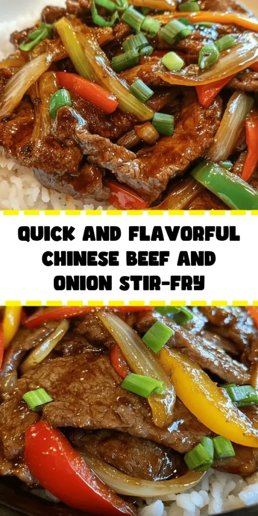 Whip up a delicious and satisfying meal with this Sizzling Chinese Beef and Onion Stir-Fry! Perfectly marinated flank steak is seared to perfection and tossed with fresh onions, bell peppers, garlic, and ginger for a burst of flavor. This dish is easy to make and pairs beautifully with rice or noodles, making it a fantastic weeknight dinner. Enjoy a taste of takeout right at home! Quick prep makes this stir-fry a go-to recipe for busy nights.