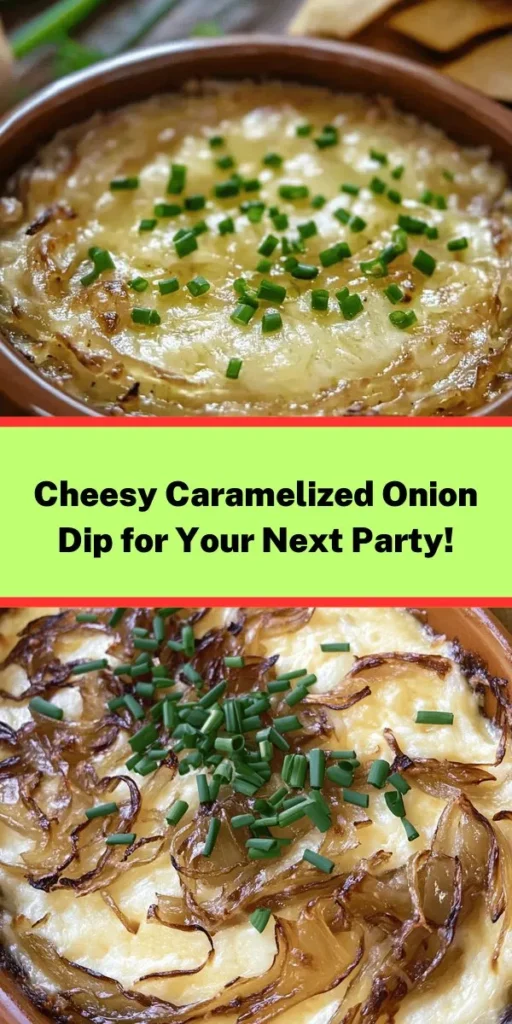Indulge in the ultimate cheesy experience with this Cheesy Caramelized Onion Delight! This delicious dip starts with perfectly caramelized onions combined with a creamy mixture of cream cheese, sour cream, and a blend of sharp cheddar and Parmesan cheeses. Baked to golden perfection and garnished with fresh chives, it’s perfect for sharing with tortilla chips or sliced baguette. Easy to make and packed with flavor, this recipe is a crowd-pleaser for any occasion!