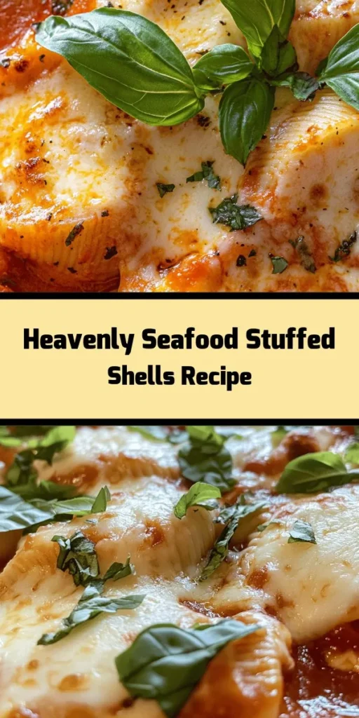 Dive into a seafood feast with these Ocean's Delight Seafood Stuffed Shells! Jumbo pasta shells are filled with a creamy mixture of shrimp, scallops, and ricotta, topped with marinara and gooey mozzarella. Perfect for a comforting dinner or impressing guests, this recipe blends rich flavors and easy preparation. Ready in under an hour, it’s a delightful dish that's perfect for seafood lovers. Garnish with fresh basil and enjoy a taste of the ocean!