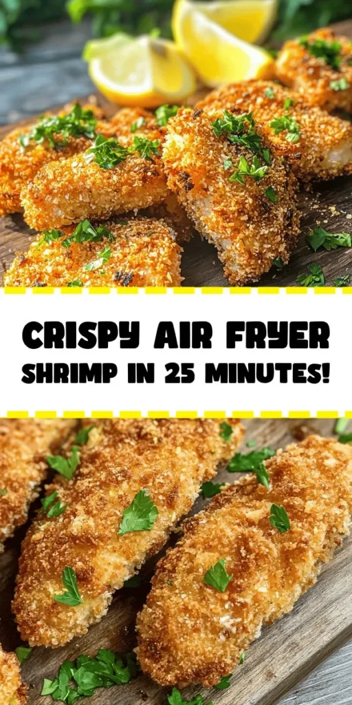 Try this delicious Crispy Air Fryer Shrimp recipe that's quick, easy, and perfect for any occasion! With just a few simple ingredients like panko breadcrumbs, garlic powder, and paprika, you can create a flavorful dish that's ready in just 25 minutes. These shrimp are perfectly crispy on the outside and juicy on the inside, making them a perfect appetizer or main dish. Serve with fresh lemon wedges and chopped parsley for an extra pop of flavor!