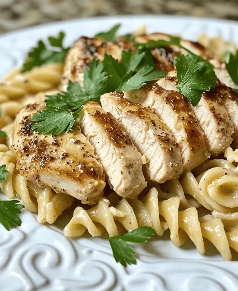 Are you in search of a delectable dish that perfectly combines convenience, flavor, and comfort? Look no further than <strong>Creamy Garlic Butter Chicken & Rotini in Parmesan Sauce</strong>! This delightful recipe strikes the perfect balance between creamy textures and robust flavors, making it an ideal choice for family dinners and special occasions alike. Imagine tender pieces of chicken enveloped in a luscious garlic butter sauce, paired with al dente rotini pasta and a sprinkle of Parmesan cheese—it’s a dish that promises to impress even the pickiest of eaters.” /></p>
</p>
<p>Resting the chicken after cooking is a crucial step that many home cooks overlook. Allowing the chicken to rest for about 5-10 minutes after cooking helps retain moisture and tenderness, ensuring that each bite is juicy and flavorful. This brief period allows the juices to redistribute throughout the meat, resulting in a succulent chicken that complements the creamy garlic butter sauce beautifully.</p>
</p>
<h3>Making the Garlic Butter Sauce</h3>
</p>
<p>The garlic butter sauce is the heart of this dish, providing an irresistible flavor that elevates the chicken and pasta. To start, melt the butter in the same skillet used for the chicken over medium heat. As the butter begins to foam, add minced garlic and sauté it for about 1-2 minutes. It’s essential to keep a close eye on the garlic during this process; you want it to become fragrant and golden, not burnt. Burnt garlic can impart a bitter taste that will negatively affect the overall flavor of your sauce.</p>
</p>
<p>Once the garlic is perfectly sautéed, it’s time to deglaze the skillet. This technique involves adding a splash of chicken broth or white wine to the hot skillet, scraping up any brown bits that are stuck to the bottom. These bits, known as “fond,” are packed with concentrated flavor and will enrich your sauce. As you scrape, you’ll notice the sauce begins to develop a richer, deeper flavor profile that enhances the entire dish.</p>
</p>
<h3>Creating the Creamy Sauce</h3>
</p>
<p>With the garlic butter and deglazed bits ready, it’s time to create the creamy base for your sauce. Pour in the chicken broth and heavy cream, stirring to combine. The heavy cream adds a luscious richness, while the chicken broth provides depth and balance. Allow the mixture to simmer gently, letting the flavors meld together for a few minutes.</p>
</p>
<p>The next step is to add the star ingredient: Parmesan cheese. Gradually sprinkle in the freshly grated Parmesan while continuously stirring. This is a crucial moment for emulsification—when the cheese melts into the sauce, it creates a creamy, velvety texture that coats the chicken and pasta. Be sure to keep the heat low to prevent the cream from curdling and to ensure the cheese melts smoothly without clumping. Once the sauce is fully combined and creamy, season it with salt and pepper to taste.</p>
</p>
<h3>Combining Chicken and Pasta</h3>
</p>
<p>Now that you have a delicious garlic butter sauce, it’s time to bring everything together. Add the cooked rotini pasta to the skillet, tossing it gently to coat the pasta evenly with the sauce. Next, slice the rested chicken and add it to the skillet, mixing everything together. It’s important to toss thoroughly to ensure that every piece of chicken and pasta is enveloped in that rich, creamy sauce.</p>
</p>
<p>This step not only enhances the flavor but also creates a delightful texture, where the tender rotini absorbs some of the sauce, while the chicken remains succulent. You might notice that the combination of flavors becomes even more harmonious as they mingle together in the skillet.</p>
</p>
<h3>Garnishing and Serving Suggestions</h3>
</p>
<p>Presentation is key when it comes to serving this dish. Once you’ve combined the chicken and pasta, consider garnishing with freshly chopped parsley. Not only does it add a pop of color, but it also provides a fresh, herbal note that contrasts beautifully with the rich flavors of the sauce.</p>
</p>
<p>For serving suggestions, this creamy garlic butter chicken and rotini pairs wonderfully with a fresh side salad dressed in a light vinaigrette. The crispness of the salad balances the richness of the pasta, creating a well-rounded meal. Additionally, serving with a side of warm, crusty garlic bread will allow diners to savor every drop of the creamy sauce, making for a truly satisfying dining experience.</p>
</p>
<p>This dish is also incredibly versatile. You can customize it with different proteins, such as shrimp or grilled vegetables, to cater to various tastes or dietary restrictions. For a lighter option, consider adding steamed broccoli or spinach to incorporate some greens, enhancing both the nutritional value and visual appeal of the dish.</p>
</p>
<h3>Nutritional Information</h3>
</p>
<p>This creamy garlic butter chicken and rotini dish is not only delicious but also offers a good balance of nutritional benefits. The chicken provides a substantial source of protein, which is essential for muscle repair and growth. The heavy cream contributes healthy fats, which can be beneficial in moderation, providing energy and aiding in the absorption of fat-soluble vitamins.</p>
</p>
<p>When it comes to carbohydrates, the rotini pasta serves as a satisfying base that provides energy. If you’re looking for a healthier option, consider using whole-grain pasta, which offers more fiber and nutrients than traditional white pasta.</p>
</p>
<p>For those with dietary restrictions, there are several substitutions you can make. For a dairy-free alternative, swap out the heavy cream for a plant-based cream, and use nutritional yeast in place of Parmesan for a cheesy flavor without the dairy.</p>
</p>
<h3>Conclusion</h3>
</p>
<p>In summary, this creamy garlic butter chicken and rotini in Parmesan sauce is a delightful dish that combines rich flavors with comforting textures. The straightforward preparation makes it suitable for both casual family dinners and special occasions. With its luscious sauce, tender chicken, and perfectly cooked pasta, it’s sure to become a favorite in your household.</p>
</p>
<p>Whether you’re looking for a quick weeknight meal or a dish to impress guests, this recipe delivers on all fronts. Its appeal lies not just in the taste but also in its versatility and adaptability. We encourage you to try this recipe and experience the comforting, delicious flavor it brings to your table. Enjoy a meal that is not just food, but a moment to gather with family and friends, creating cherished memories together.</p>
<div id=