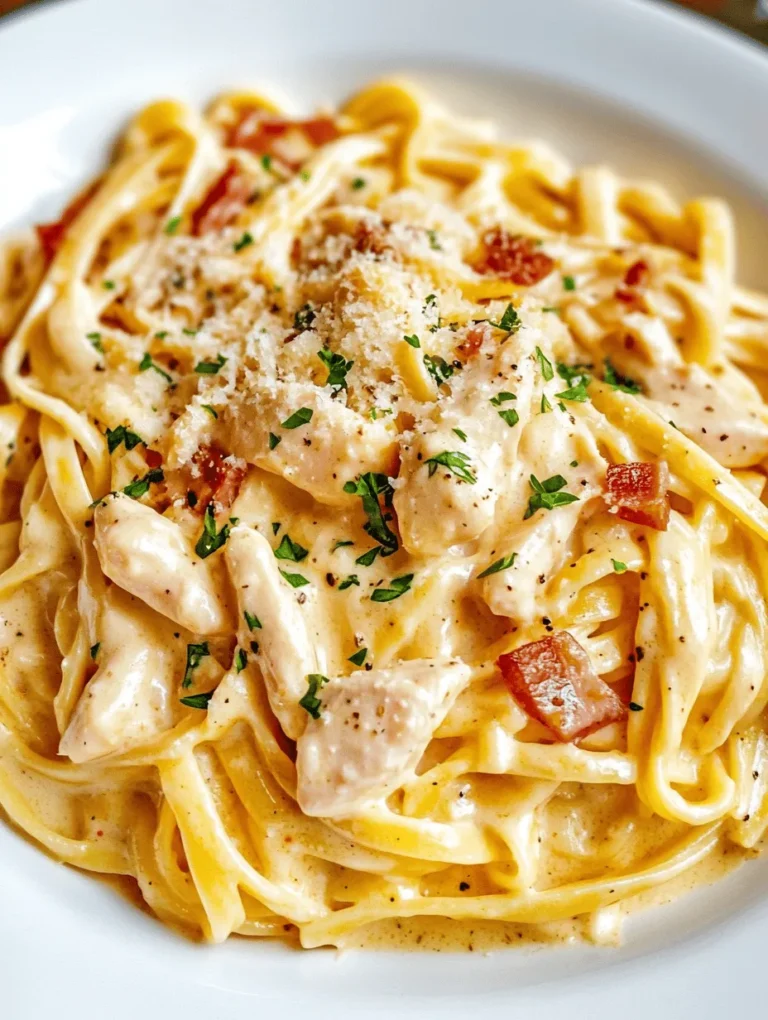 Chicken Carbonara is a delightful and comforting dish that captures the essence of Italian cuisine while providing a modern twist that many home cooks love to embrace. Originating from the heart of Italy, this creamy pasta dish typically features spaghetti or fettuccine, coated in a luscious sauce made from eggs, cheese, and cured pork. While the classic Carbonara traditionally uses guanciale, the addition of chicken in this recipe makes it a versatile option that is both satisfying and approachable, especially for those who may prefer a lighter protein.