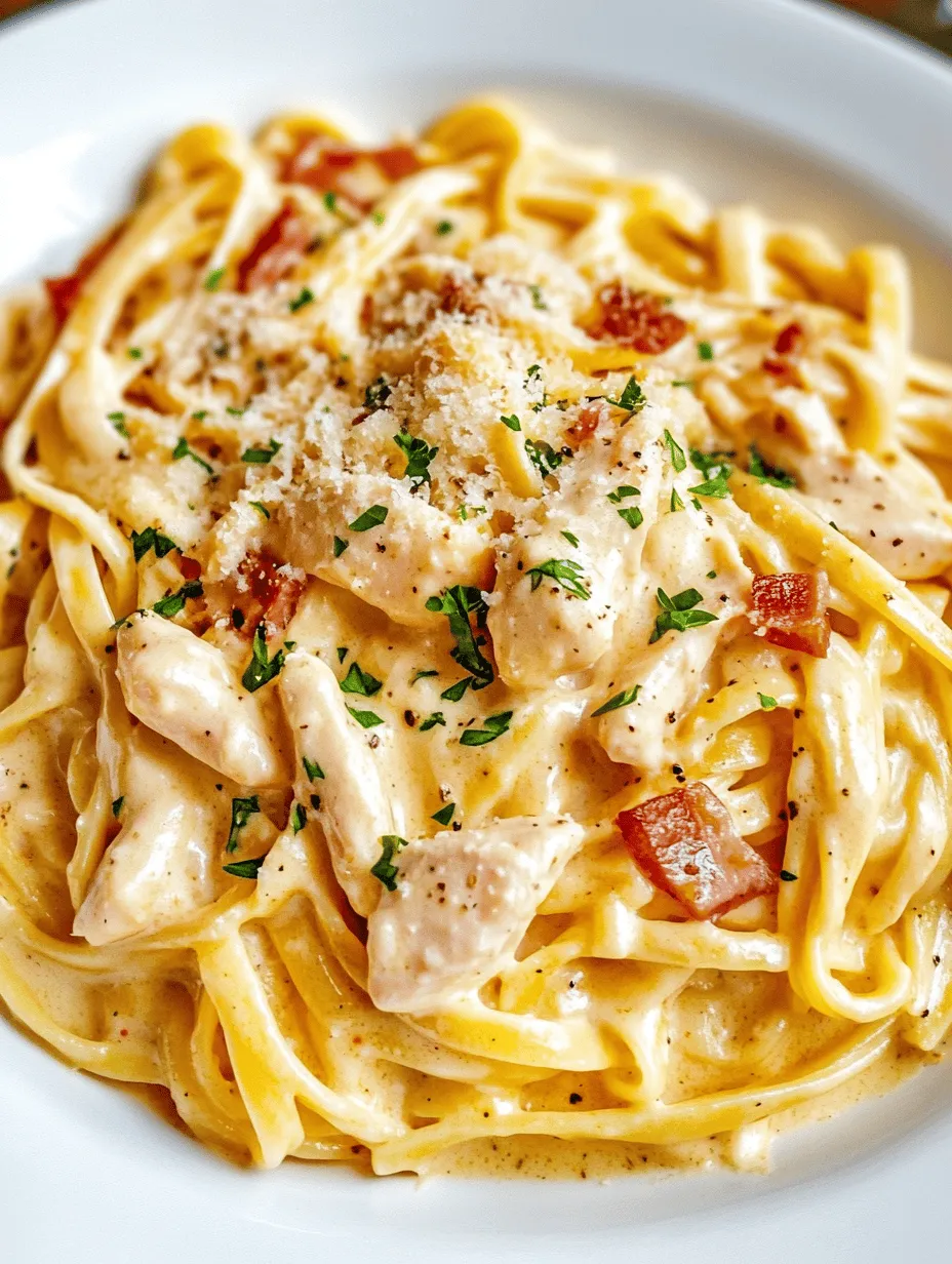 Chicken Carbonara is a delightful and comforting dish that captures the essence of Italian cuisine while providing a modern twist that many home cooks love to embrace. Originating from the heart of Italy, this creamy pasta dish typically features spaghetti or fettuccine, coated in a luscious sauce made from eggs, cheese, and cured pork. While the classic Carbonara traditionally uses guanciale, the addition of chicken in this recipe makes it a versatile option that is both satisfying and approachable, especially for those who may prefer a lighter protein.
