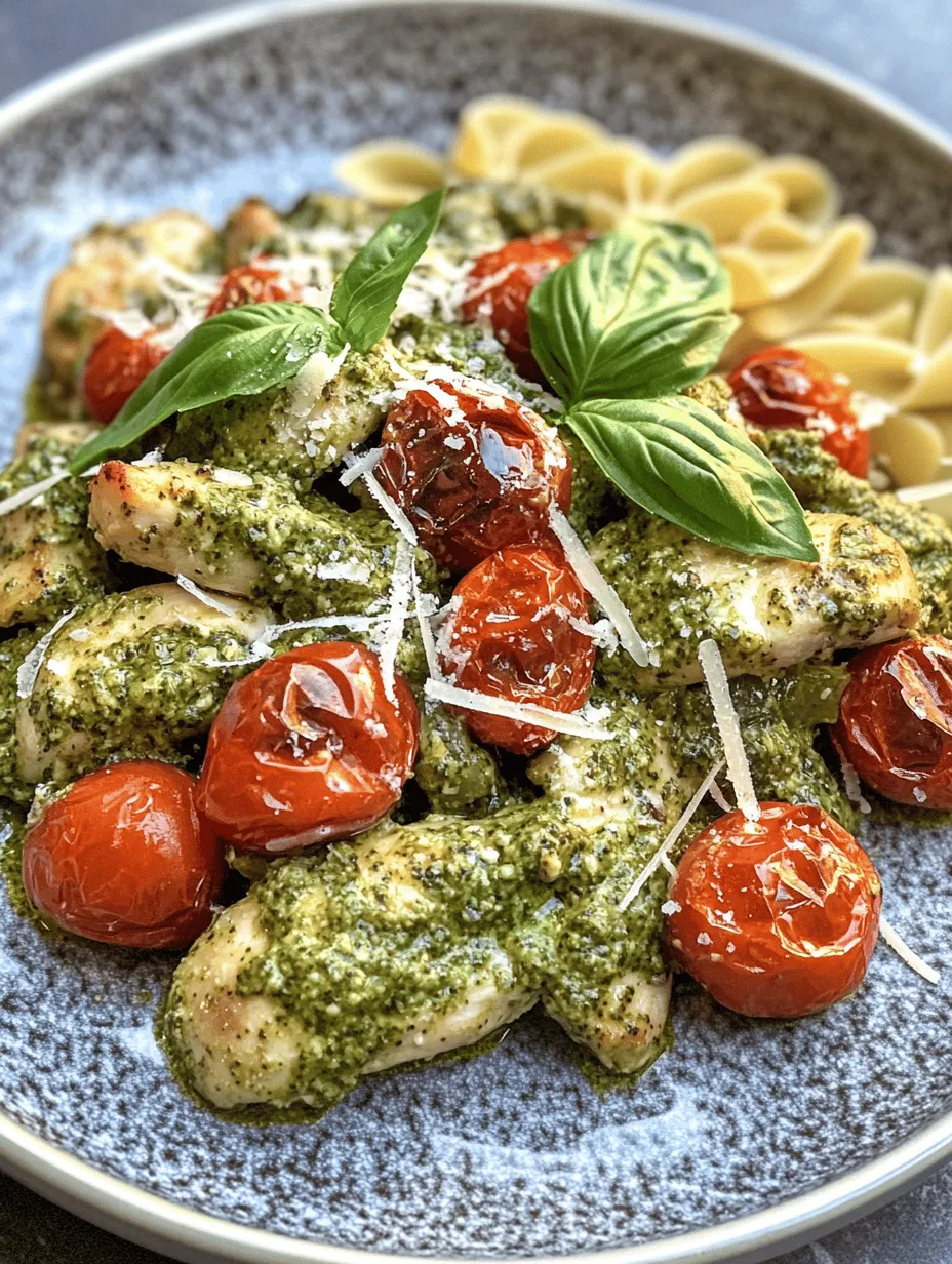 If you're on the hunt for a dish that combines ease of preparation with an impressive presentation, look no further than Creamy Pesto Chicken with Roasted Tomatoes. This delightful recipe marries tender, juicy chicken breasts with a rich, creamy pesto sauce, making it a favorite among home cooks and food enthusiasts alike. The addition of roasted cherry tomatoes not only adds a burst of color to the plate but also enhances the overall flavor profile, providing a sweet and tangy contrast to the creamy sauce.