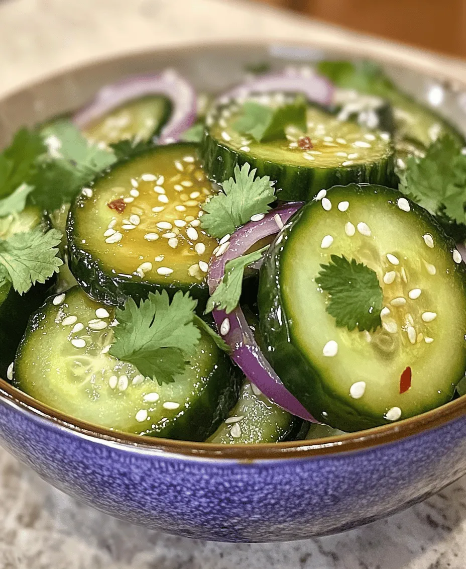 If you're searching for a light, refreshing dish that packs a punch of flavor, the Crunchy Asian Cucumber Salad is your answer. This vibrant salad showcases the crisp, cool texture of cucumbers, harmoniously blended with a medley of fresh ingredients that celebrate the essence of Asian cuisine. Whether served as a side dish or an appetizer, this salad complements a wide array of dishes, from grilled meats to Asian-style stir-fries, making it a versatile addition to any meal.