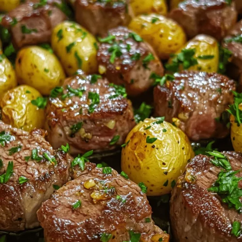 If you’re searching for a dish that brings together the rich, savory flavors of steak with the satisfying heartiness of potatoes, you’ve come to the right place. Garlic Butter Steak Bites and Potatoes is a culinary delight that captures the essence of comfort food while offering a quick and easy preparation method. This dish is not only packed with flavor but also versatile enough for various dining occasions, whether it’s a weeknight family dinner, a casual get-together with friends, or even a romantic meal for two.